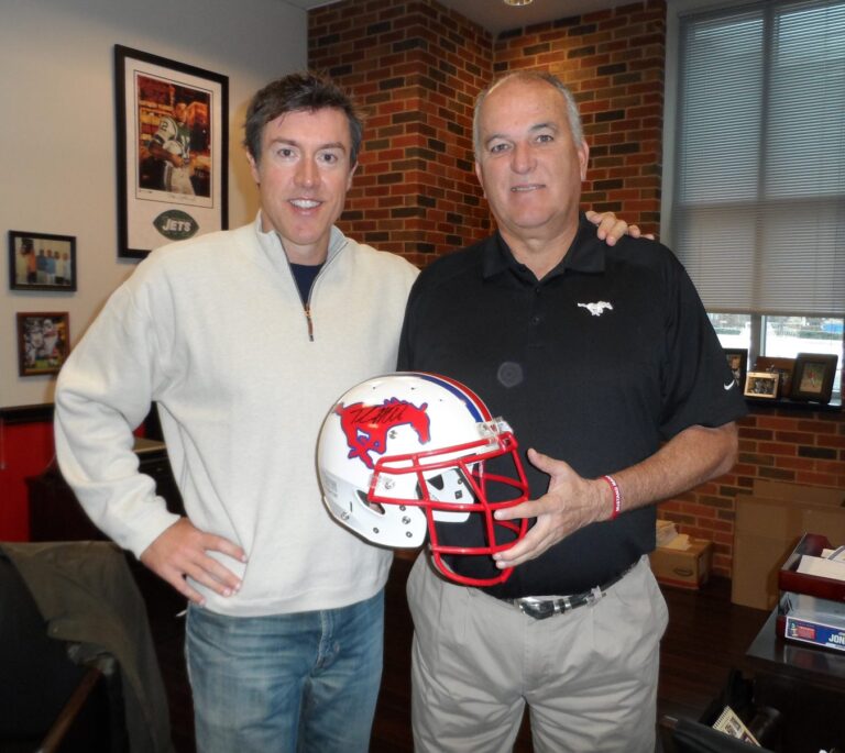 Adam Ritz with June Jones, head football coach of the SMU Mustangs