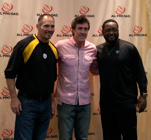 Adam with Steelers legend Jeff Hartings and Head Coach Mike Tomlin
