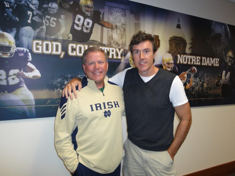Notre Dame Coach Brian Kelly with Adam Ritz
