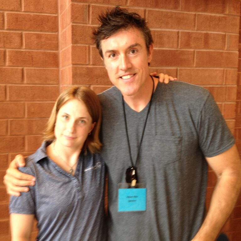Adam with swimming champ Mary McClamroch