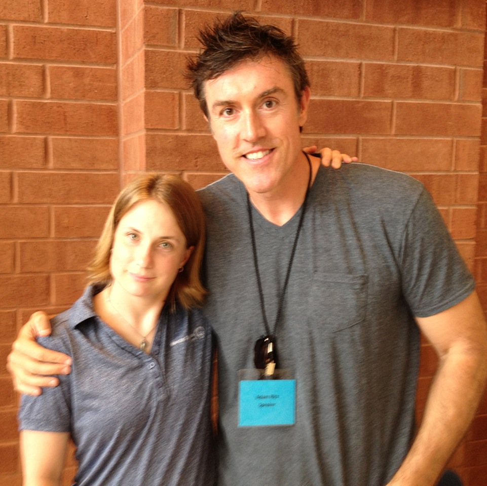 Adam with swimming champ Mary McClamroch